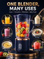 Food Grade 800ml Wireless Blender 1500mAh Battery 6 Blade Fruit Juicer Cup 30W Portable Smoothie Mixer For Shakes Drinks