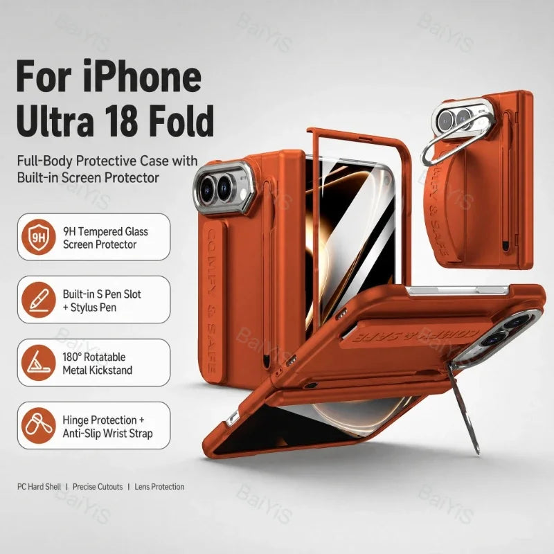Matte PC Case for iPhone Duo with Wrist Strap Stylus and Kickstand