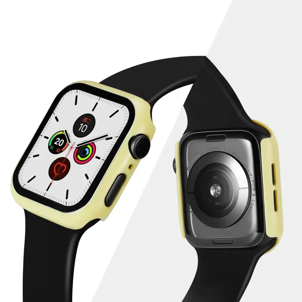 Tempered Glass+cover For Apple Watch Case Accessories 45mm 41mm 44mm 40mm 42mm Screen Protector Apple watch serie 9 4 5 6 SE 7 8
