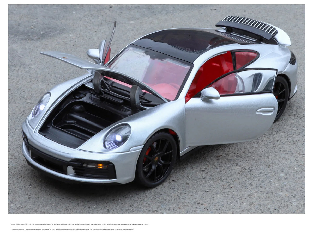 1:24 Porsche 911 992 Turbo S Alloy Sports Car Model Diecast Metal Racing Vehicles Car Model Simulation Sound Light Kids Toy Gift