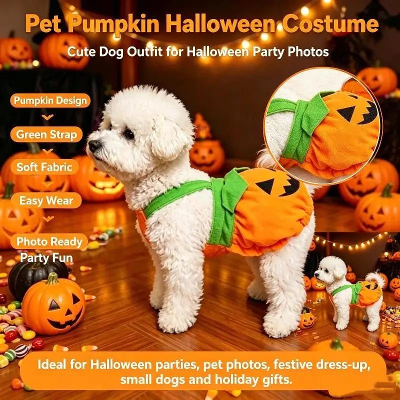 Halloween Pumpkin Pet Costume Cute Pet Dress Funny Pumpkin Outfit Clothes For Small Dogs Cats Teddy Poodle Bichon Party Clothing