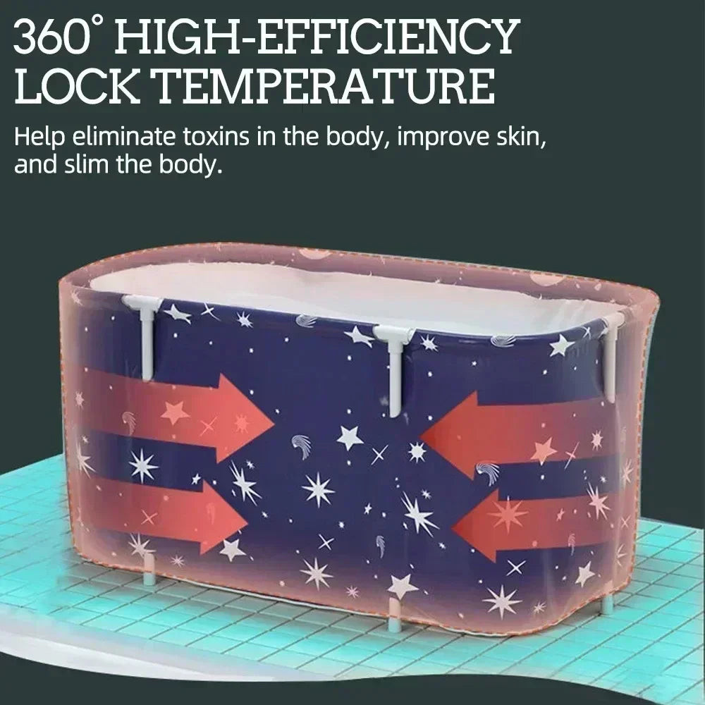 Folding Adult Bath Tub Household Thickened Insulated Bathtub Portable Round Enlarged Bathing Bucket Foldable Bathroom SPA Bucket