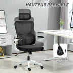 360° swivel desk chair with adjustable headrest and lumbar support – black, seat height adjustable