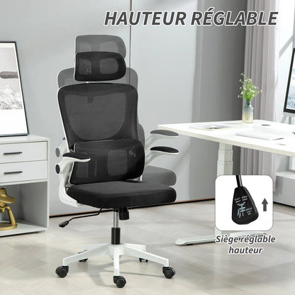 360° swivel desk chair with adjustable headrest and lumbar support – black, seat height adjustable