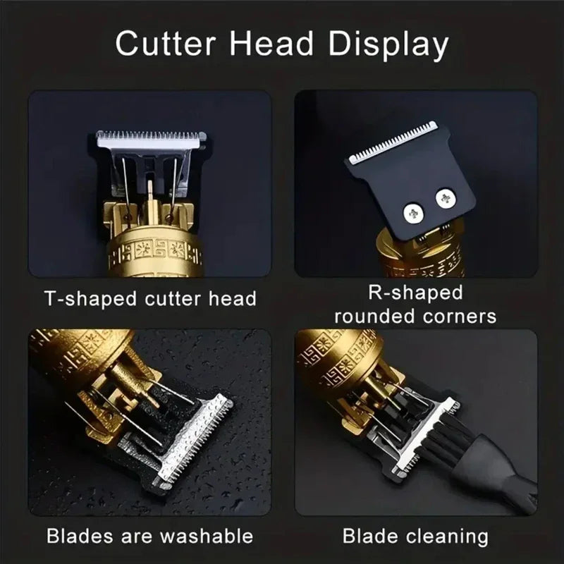 Rechargeable Mens T9 Carving Hair Clipper Vintage Portable USB Cleaning Barber Professional Hair Cutting Machine Beard Trimmer