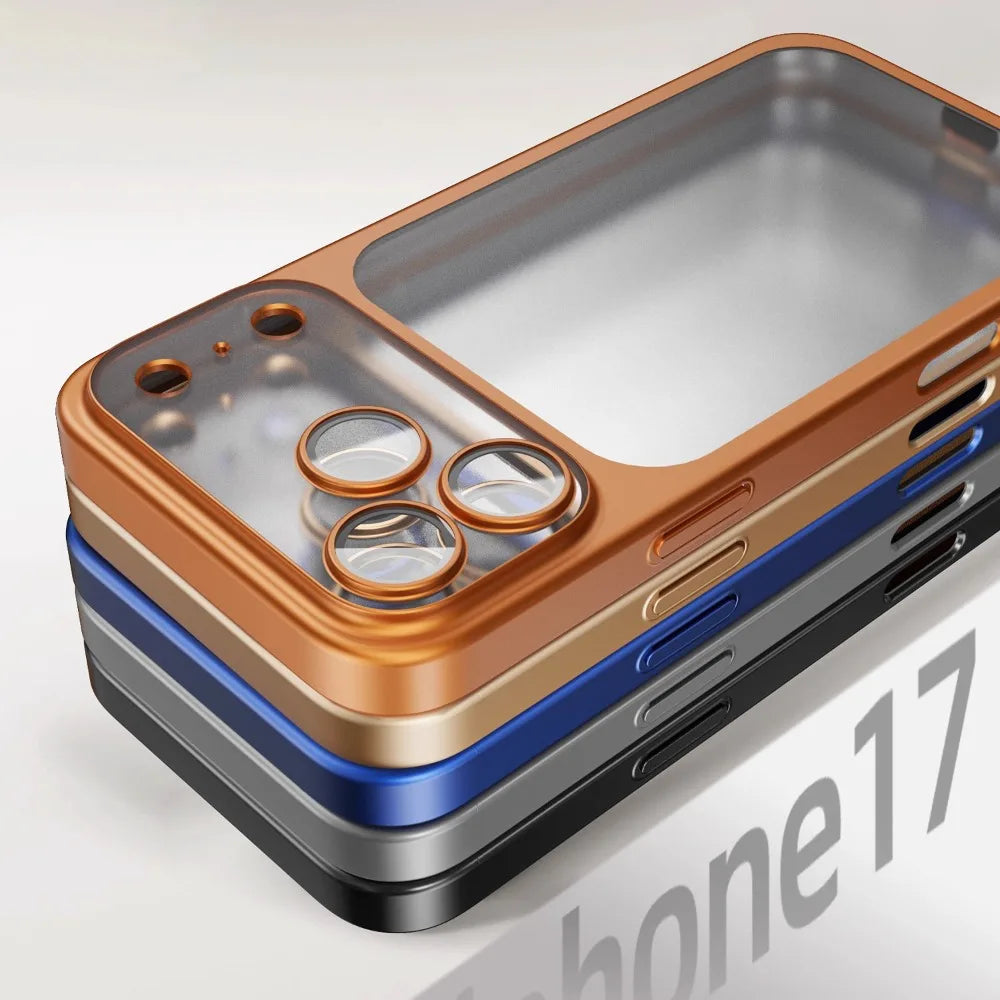 Luxury Plating Matte Ultra Slim Case for iPhone 17 18 16 15 14 13 12 Pro Max Camera Lens Film Protector Frosted Shockproof Case