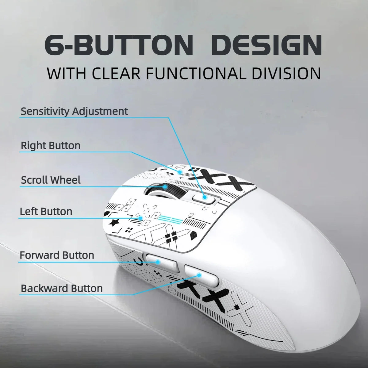 Wireless Mouse Bluetooth 5.4 2.4G Type-C Tri-Mode Rechargeable Gaming Mouse 8000 DPI 1000Hz Lightweight 58g RGB Mouse for PC Laptop Phone Tablet