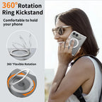360° Magnetic Bracket Case For iPhone Duo For Magsafe Transparent Shockproof Hard Back Cover Funda