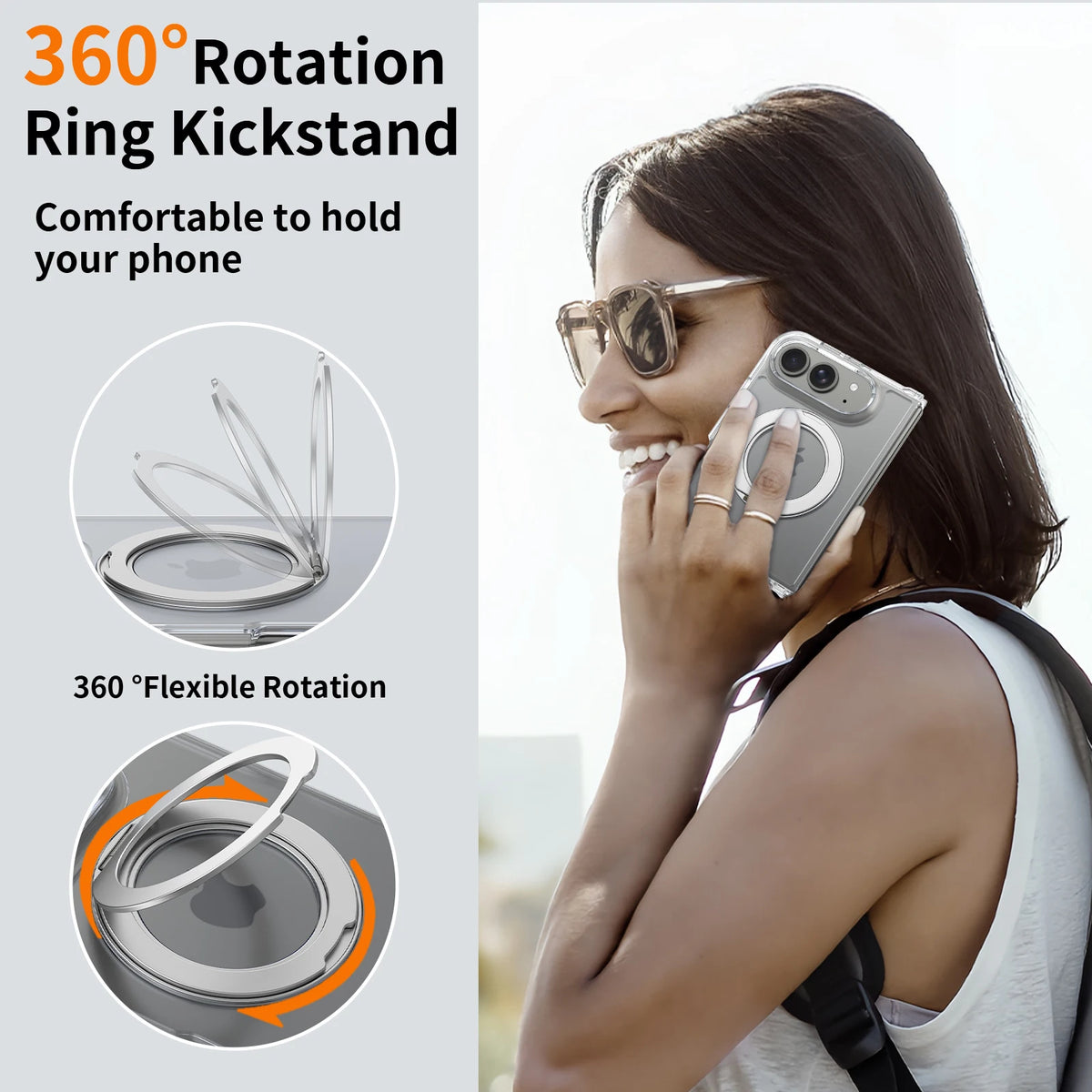 360° Magnetic Bracket Case For iPhone Duo For Magsafe Transparent Shockproof Hard Back Cover Funda