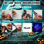 Halloween 3D Stereoscopic Bat LED Night Light PET Wall Decal Home Festival Party Indoor Wall Decoration Lamp
