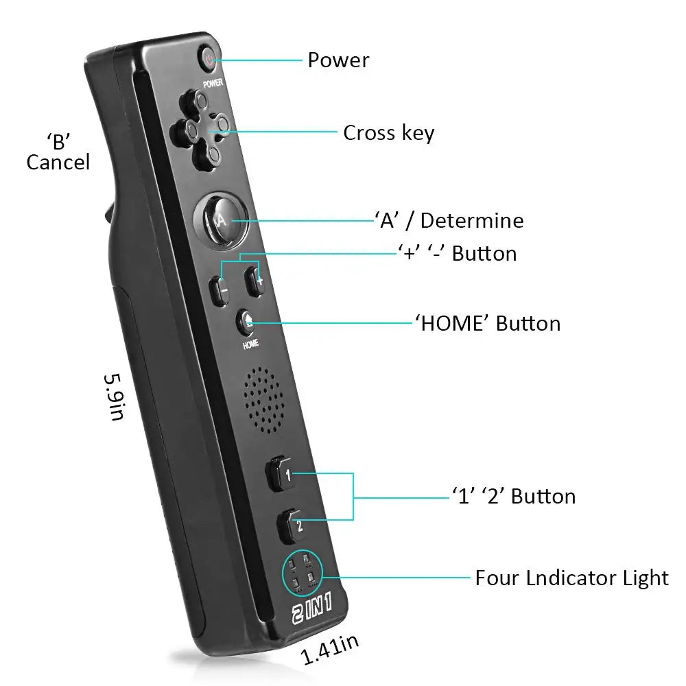 For Nintendo Wii/Will U Joystick 2in1 Wireless Remote Gamepad Controller Set Optional Motion Plus with Silicone Case Video Game