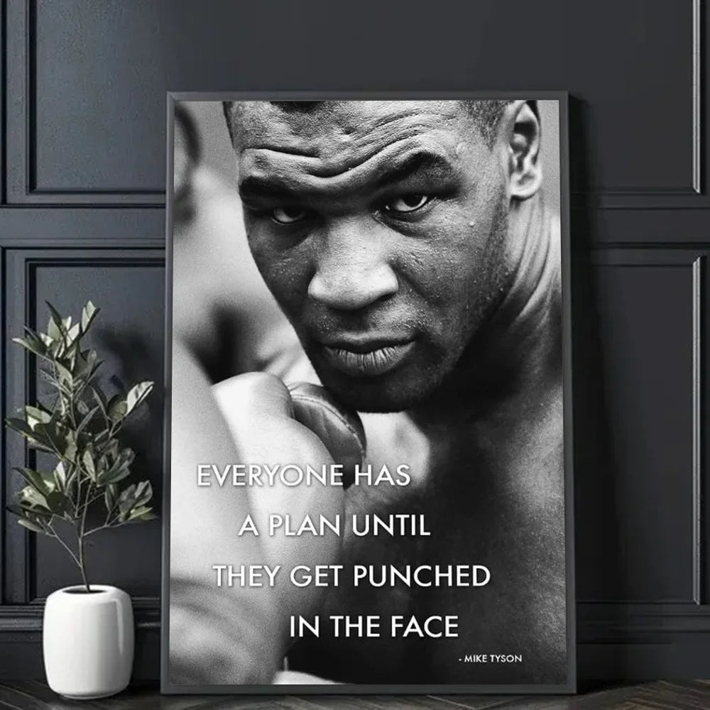 Mike Tyson Muhammad Ali Motivational Quote Poster Sticky Wall Art Printing Waterproof Home Living Bed Room Bar Aesthetic Decor