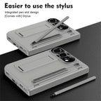 Pen Slot with Stylus Phone Case with Front Screen Protection For Apple iPhone Duo Folding Kickstand Shockproof Hinge Full Cover