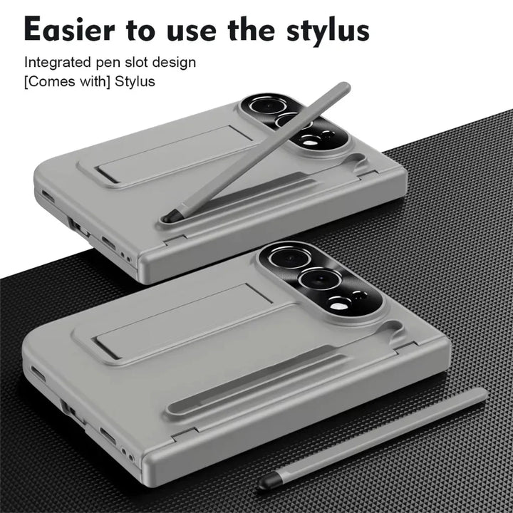 Pen Slot with Stylus Phone Case with Front Screen Protection For Apple iPhone Duo Folding Kickstand Shockproof Hinge Full Cover