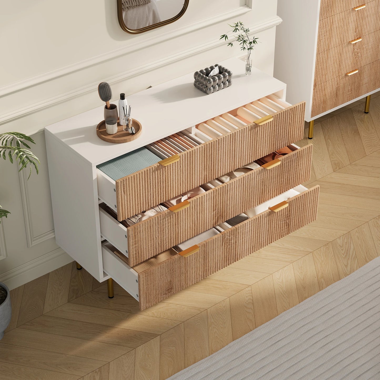 Rosahqnda Modern Drawer Cabinet,5 Drawers,Chest of Drawers,Sideboard,Bedside table,for Living Room,Entryway,Hallway,Wooden