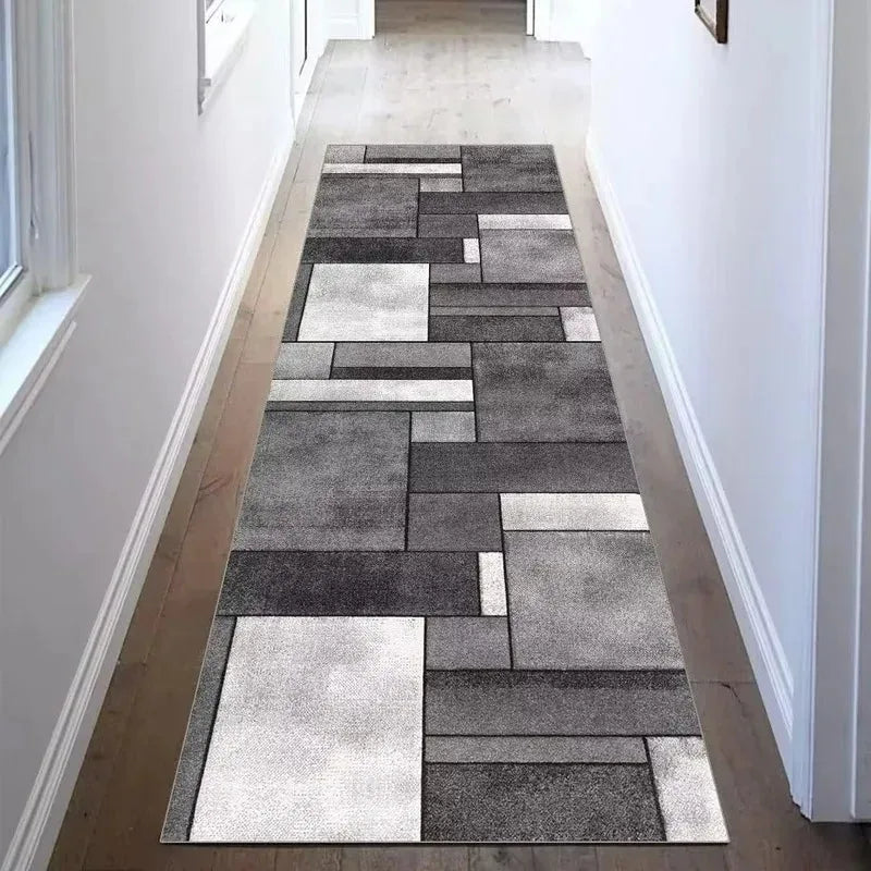VIKAMA Modern Geometric Flannel Area Rug Non Slip Hallway Doormat