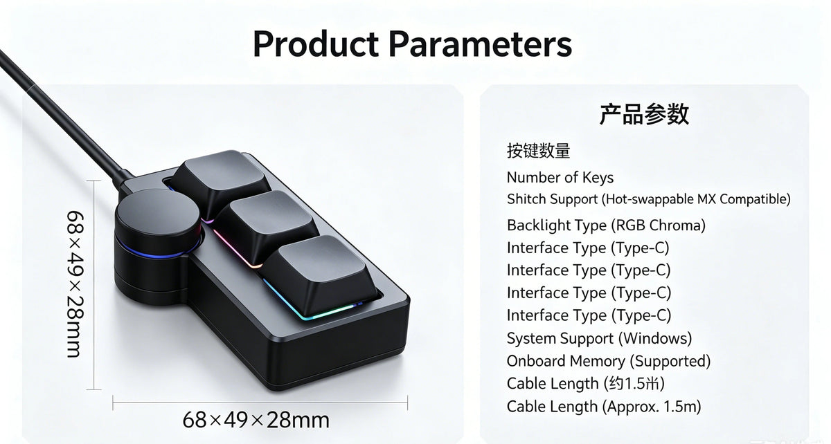 RGB Backlit Wired Mini Gaming Keyboard Hot-Swappable Portable Multi-Combination/Multimedia Game Office Custom Shortcut Keyboard