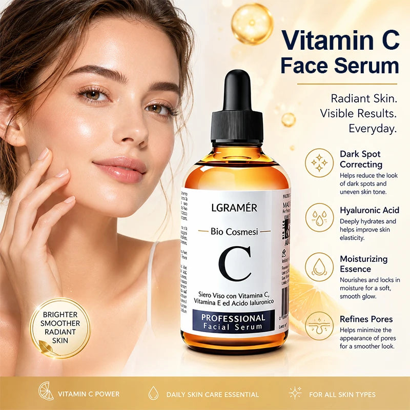 30ml / 60ml Vitamin C Facial Essence - Anti-Aging, Reduces Dark Spots, Brightens Skin Tone, Lifts and Tightens, Eliminates Fine