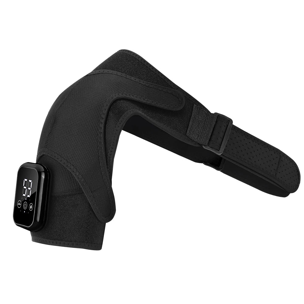 Electric Heating Shoulder Vibration Massager Heated Back Shoulder Brace LED Display Massage Support Belt Strap Arm Muscle Relaxation