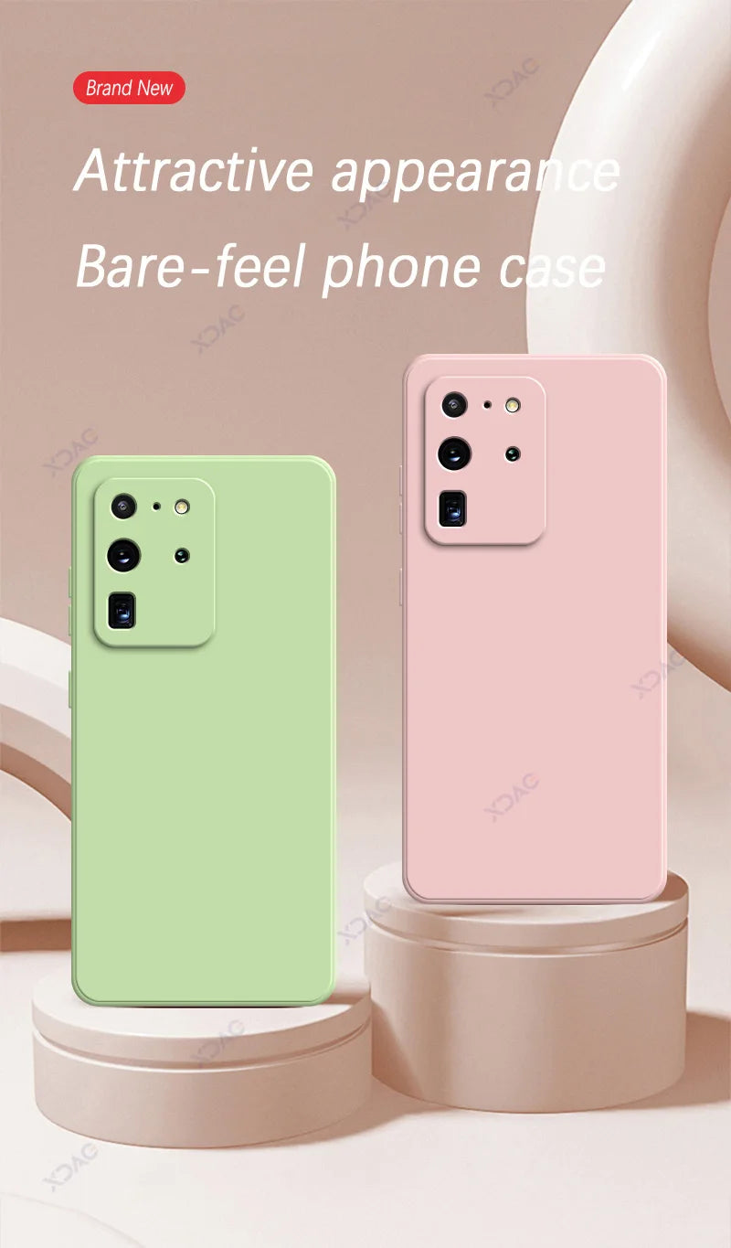 Original Mobile Phone Cover for Samsung Galaxy S20 FE Plus Ultra SamsungS20Ultra S20Plus 5G Soft Square Liquid Silicone Case Bag