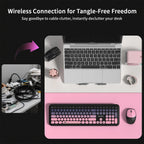 MOFii Wireless Keyboard & Mouse Combo, Cute Macaron Cat Paw Round Keycaps Silent Office Set for Laptops and Desktops