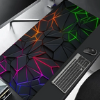 Large Gaming Mouse Pad 90x40 Red Blue Gradient Design Non-Slip Rubber Sewn Edge Gaming Desk Mat Keyboard Gamers and Office Work