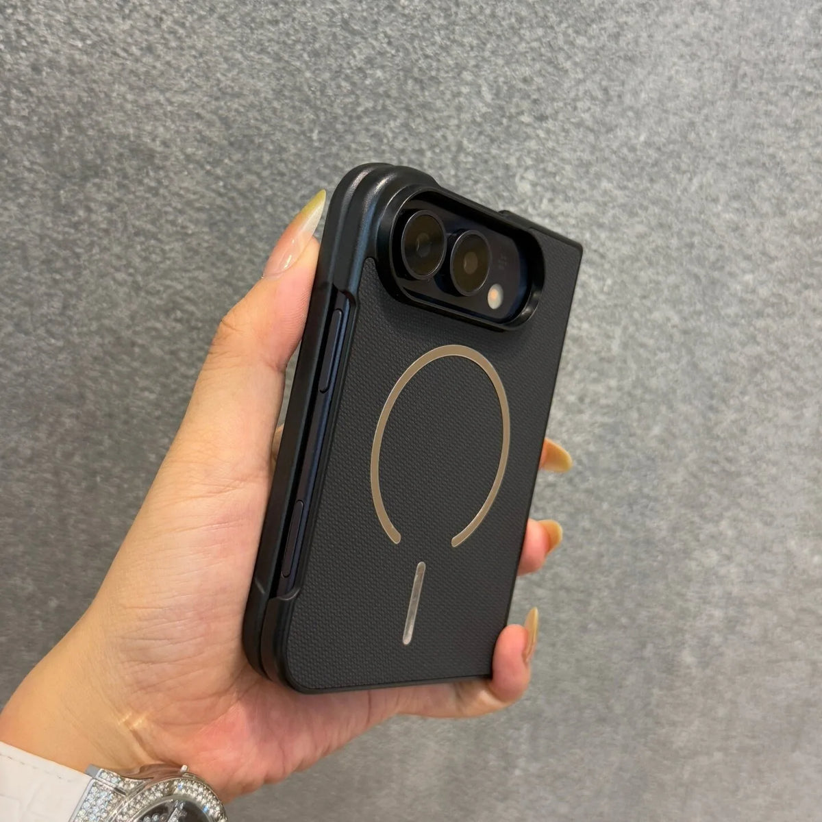 For iPhone Duo Case Technique PU Leather for Magsafe Cases For iPhone Duo 2026 Magnetic Wireless Charging PC Pure Color Cover