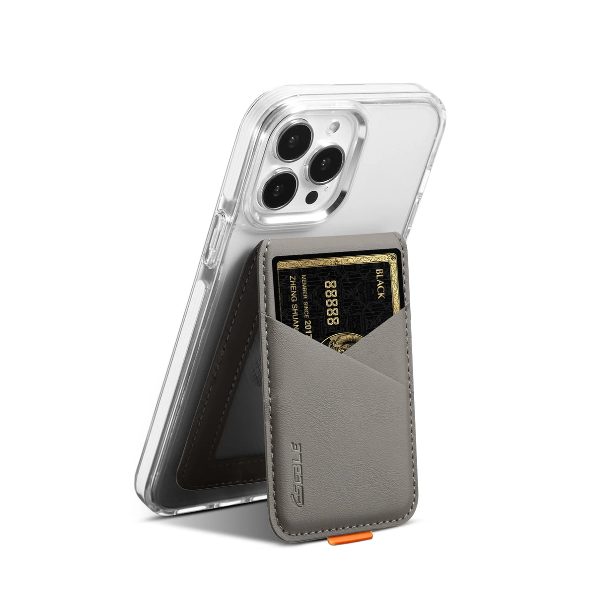 Premium PU Leather Magnetic Phone Card Holder, RFID Anti-Skimming Wallet Compatible with Magnetic Wireless Charging Smartphones,