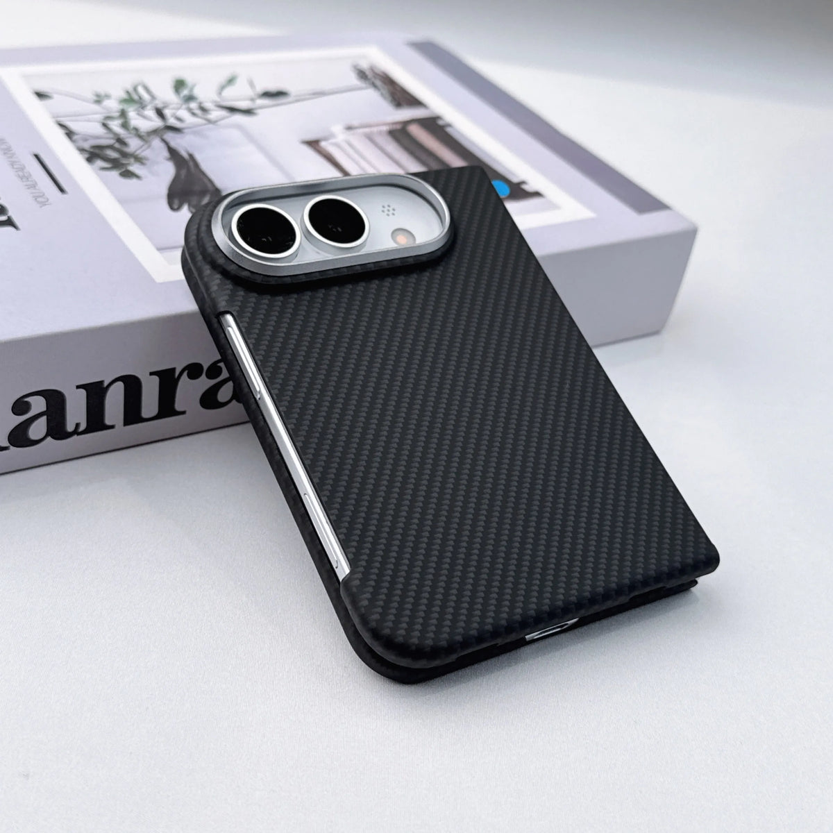 Business Design Carbon Fiber Texture Phone Case for iPhone Duo New 18 DUO 18Fold Slim Shockproof Bumper Front and Rear Cover