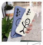 Line Cute Man Case For Samsung Galaxy A73 A53 A33 A23 A13 A03 A72 A52 A52S A32 A22 A12 A02 A02S A71 A51 A31 A21S 4G 5G Cover