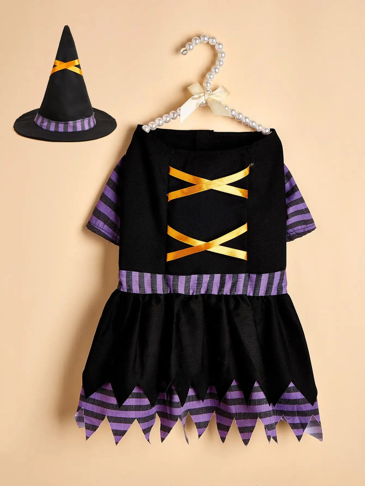 Halloween Pet Witch Costume with Hat Dog Cat Witch Dress Puppy Kitten Cosplay Outfit Holiday Party Fancy Dress