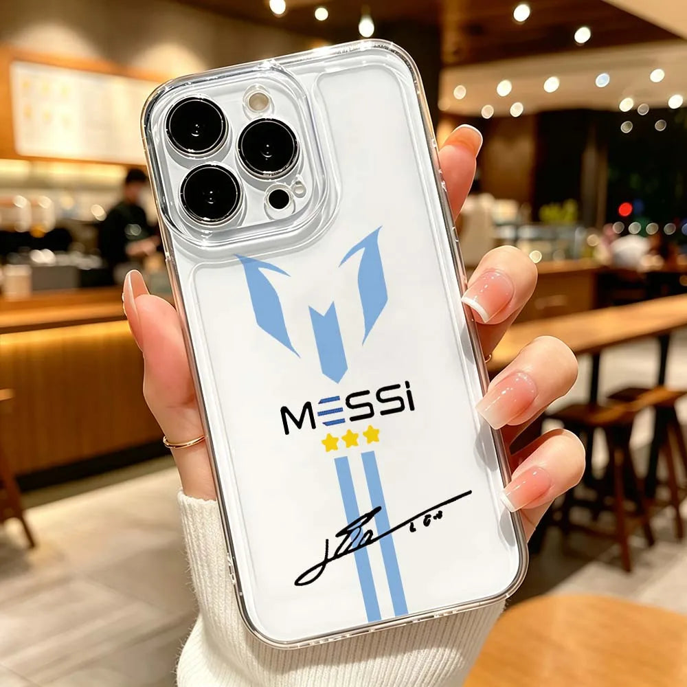 Messi Football Design Clear Protective Case For iPhone 11 12 13 14 15 16 17