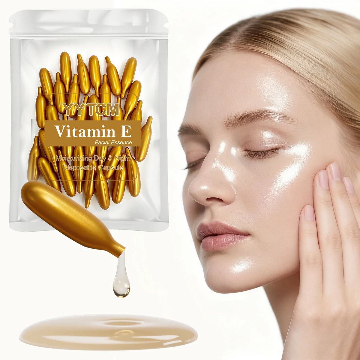 Vitamin E Serum Capsules, Single-Use Essence Capsules, Hydrating and Moisturizing Facial Skin 30/40/50/60/90/120/180 Count