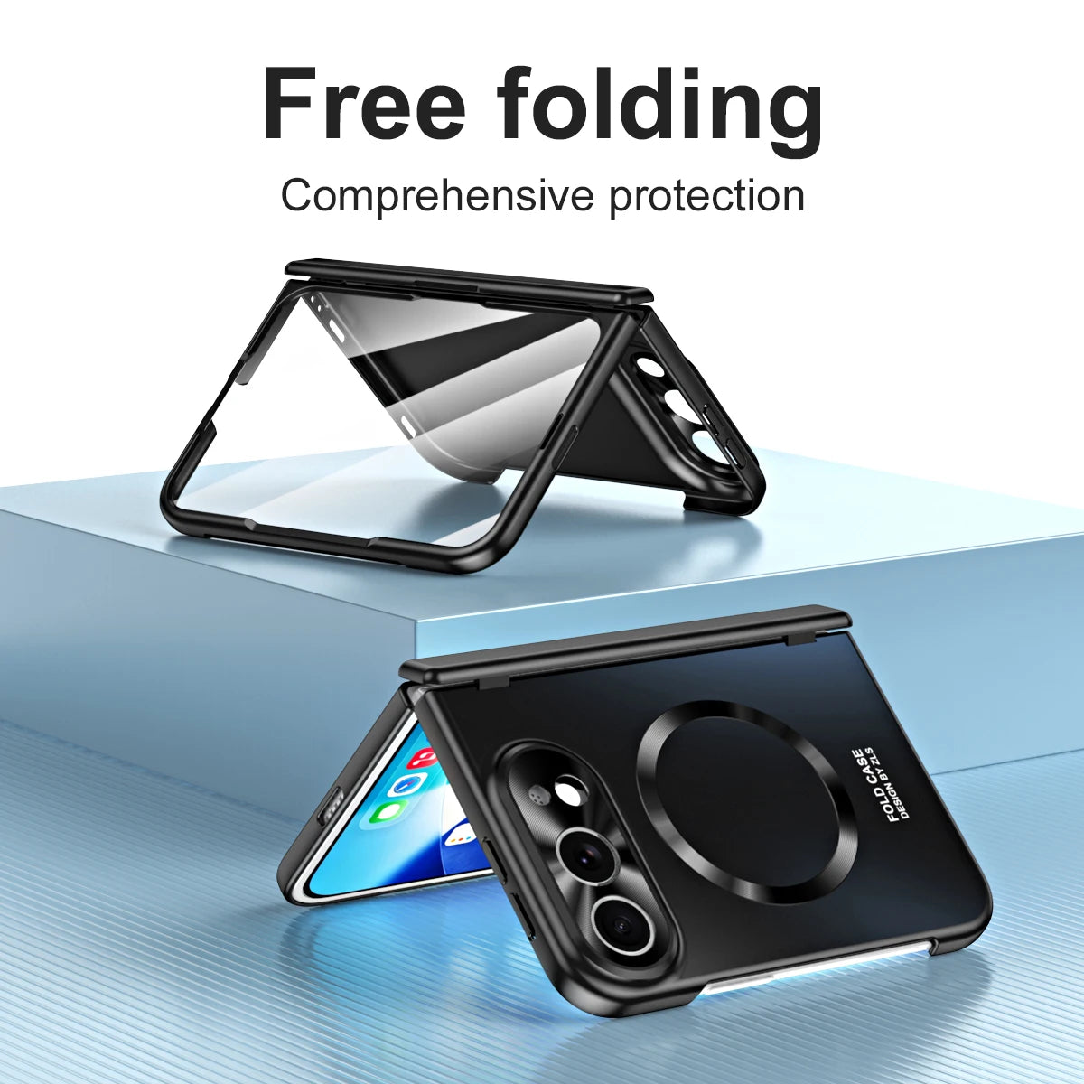 Magnetic All-included Hinge for Magsafe Case For iPhone Duo Electroplated Wireless Charge Glass Flim Shockproof Cover