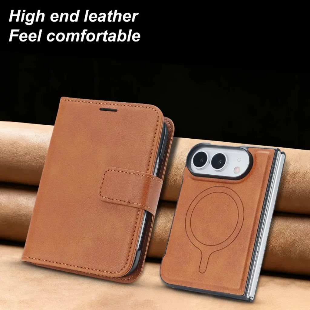2 in 1 Detachable For Magsafe Magnetic Wallet Card Slot Flip Phone Case For Apple iPhone Duo 18 Fold 2026 PU Leather Cover