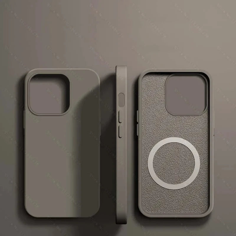 Luxury For Magsafe Wireless Charge Case For Apple iPhone 15 14 13 11 16 17 Pro Max 17 Air Plus Liquid Silicone Shockproof Cover