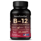 Vitamin B12 with Collagen,  Hyaluronic Acid - Supports Energy, Focus, Mood, Nervous System & Immune Health, Relieves Fatigue