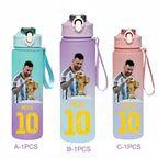 750ML Messi Modrić Neymar Football Star Straw Water Cup Portable Fitness Drink Bottle Kettle Leakproof Drinkware Fans Gifts