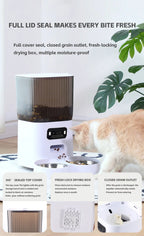 5L Pet Feeder with Camera Automatic Cat Feeder Smart Dog Food Dispenser WiFi Timing Stainless Steel Feeding Bowl（No 5V 2A Plug）