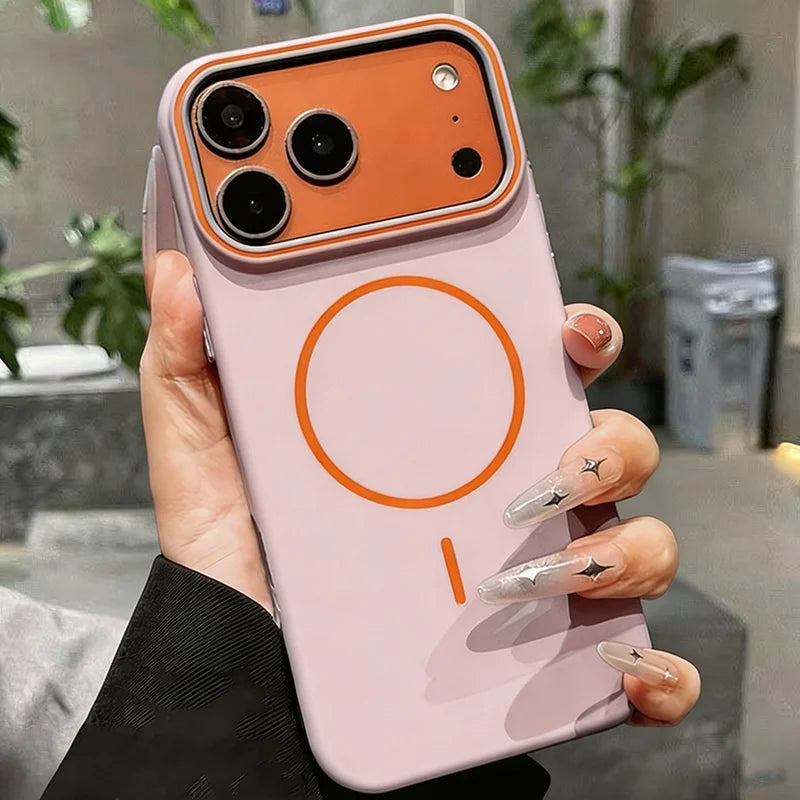 Luxury Simple Magnetic Matte Soft Phone Case For iPhone 18 17 16 15 14 13 Pro Max For MagSafe Wireless Charging Shockproof Cover