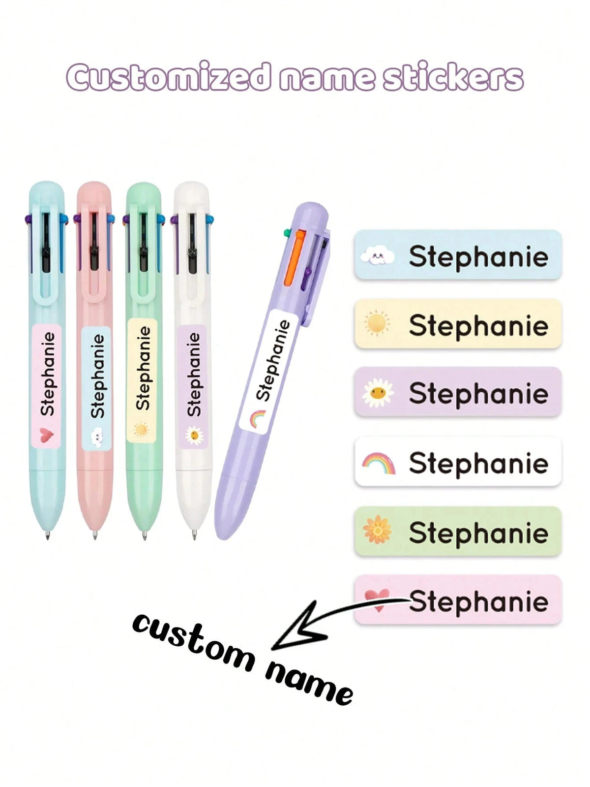 4.6CM Long Custom Name Sticker, Personalized Cartoon Fresh Cute Waterproof Modern School Supply Label, Customized Name Stickers
