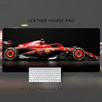 HD Boys Loves  F1 Racing Car Leather Mouse Pad Oversized Computer Desk Workstation Desk Non-slip and Dirty-resistant Mouse Pad
