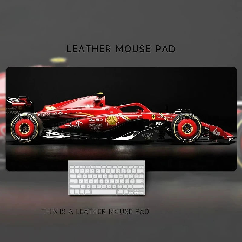 HD Boys Loves  F1 Racing Car Leather Mouse Pad Oversized Computer Desk Workstation Desk Non-slip and Dirty-resistant Mouse Pad
