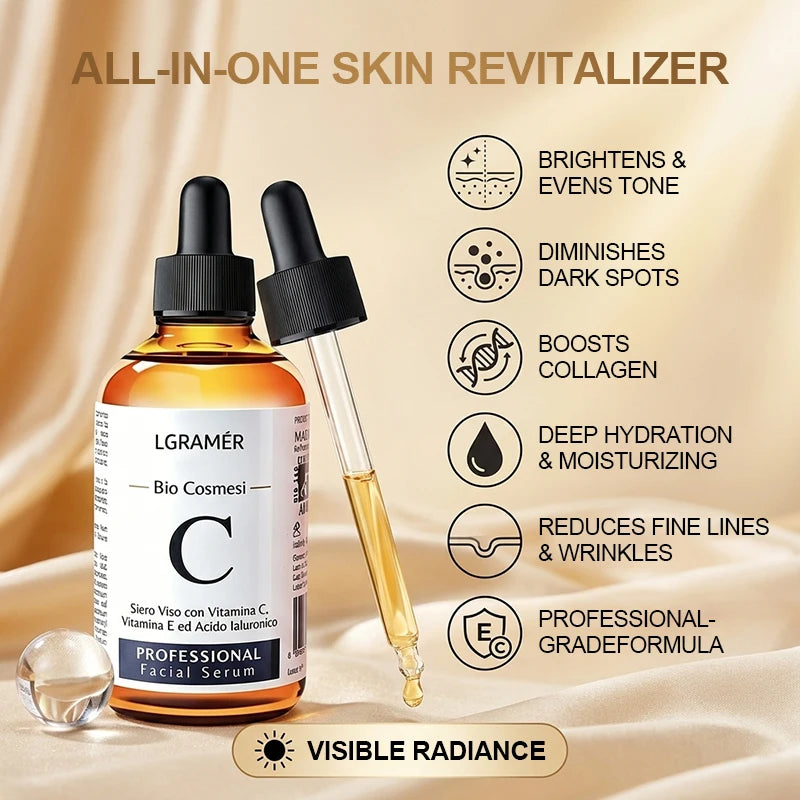 30ml / 60ml Vitamin C Facial Essence - Anti-Aging, Reduces Dark Spots, Brightens Skin Tone, Lifts and Tightens, Eliminates Fine