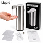 Automatic Soap Dispenser Stainless Touchless Rechargeable Hand Sanitizer Shampoo Detergent Dispenser for Kitchen Bathroom Toilet