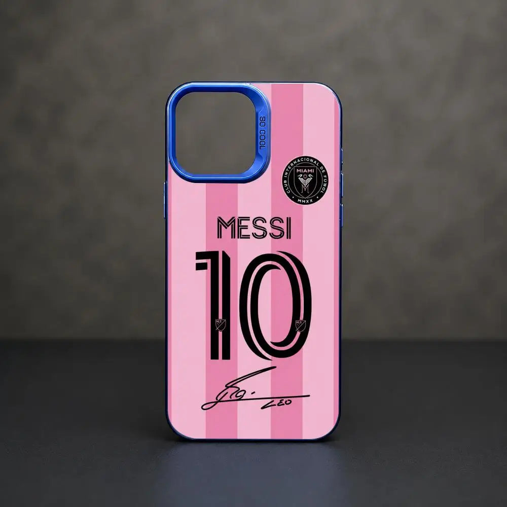 Messi Number 10 Gradient Silver Shockproof Phone Case For iPhone 11 To 17
