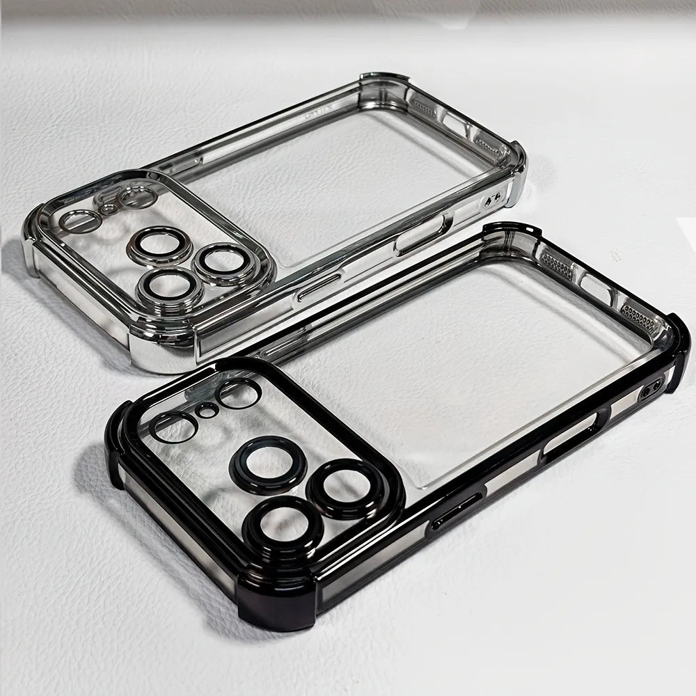 Luxury Buffer Impact Shockproof Plating Transparent Phone Case For iPhone 18 17 16 15 14 13 12 11 Pro Max 16Plus Air Clear Cover