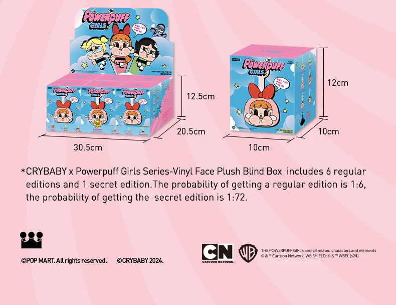 POP MART CRYBABY x Powerpuff Girls Series - Vinyl Face Plush Blind Box 1PC/6PCS Mystery Box