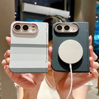 Shockproof Duo Thin Carbon Fiber Leather Magnetic for Magsafe Phone Case for IPhone Duo Apple 18 Fold Hinge Protective Cover