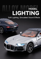 1:32 Atlantic Tourbillon Car Model Alloy Diecast Toys Doors Opened Sound Light Pull Back Miniature Models Office Table Ornaments